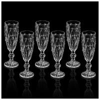 Набор бокалов стеклянных для шампанского «Афродита», 160 мл, 6×19,5 см, 6 шт