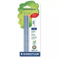 Staedtler Набор чернографитовых карандашей Wopex HB с ластиком 3 шт цвет корпуса голубой