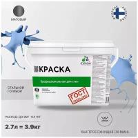 Краска водно-дисперсионная Malare Профессиональная для стен и потолков, ГОСТ матовая стальной голубой 2.7 л 3.9 кг