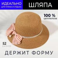 Шляпа для девочки Minaku с бантом, цвет коричневый, р-р 52 7311458