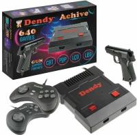 Игровая консоль DENDY Achive 640 игр, световой пистолет, черная