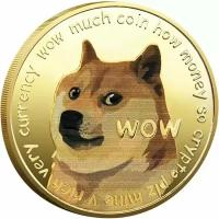 Монета сувенирная криптовалюта Dogecoin, подарок, золотая