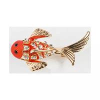 Брошь "Рыбка". цвет оранжево-белый в золоте 4570837