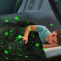 Светящийся в темноте плед -покрывало Magic Glow In The Dark Blanket /DT-321/120*150/плюш/серый