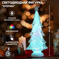 Светильник ночник фигура декоративный светодиодный 1 LED новогодний Neon-Night Елочка со звездой, разноцветное RGB свечение