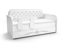 "Тридевятое Царство" - кровать "Классик", цвет белоснежный со стразами, 180х90см, с бельевым ящиком