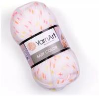 Пряжа YarnArt Baby Color | Пряжа Yarnart Baby Color - 5103 белый с карамелью | 5шт упаковка | Акрил: 100%