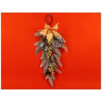 Хвойный декор капля золотая пуансеттия, 60 см, Due Esse Christmas B2M-H19955/GOLD