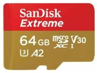 Карта памяти Micro SecureDigital 64Gb SanDisk Extreme microSDXC class 10 UHS-1 U3 V30 A2 (SDSQXAH-064G-GN6MN)