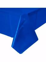 Скатерть праздничная одноразовая полиэтиленовая Riota синяя, 140х275 см