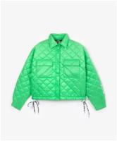 Куртка укороченная стеганая из плащовки зеленая Gulliver