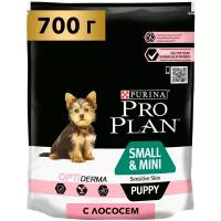 PRO PLAN OPTIDERMA PUPPY SMALL & MINI SENSITIVE SKIN для щенков маленьких пород с чувствительной кожей с лососем и рисом (0,7 + 0,7 кг)