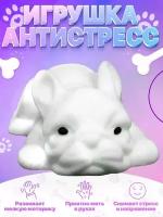 сквиш игрушка- тянучка антистресс в форме собаки белая