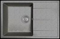 Мойка для кухни врезная каменная Dr. Gans Smart ОЛИВИЯ-740, цвет черный, с крылом, прямоугольная, 740х480х197 мм / раковина для кухни