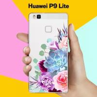 Силиконовый чехол на Huawei P9 Lite Цветы 10 / для Хуавей П9 Лайт