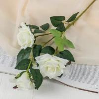 Цветы искусственные "Роза Фиона" три бутона 8*70 см белая