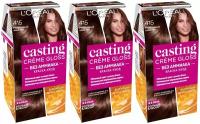 Набор из 3 штук Краска для волос L'OREAL Casting Creme Gloss 254мл 415 Морозный каштан