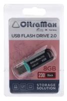 Флешка OltraMax 230, 8 Гб, USB2.0, чт до 15 Мб/с, зап до 8 Мб/с, чёрная