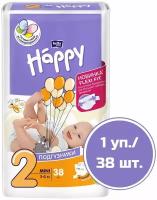 Bella Baby Happy подгузники mini 2 (3-6 кг), 38 шт., белый