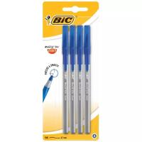 Ручки шариковые с грипом BIC "Round Stic Exact", набор 4 шт., синие, линия письма 0,28 мм, блистер, 932857