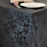 Скатерть 140x180 см. цвет черный цветочный узор 1589 с пропиткой от загрязнений