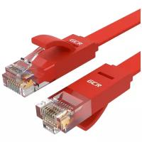 Патч-корд PROF плоский UTP cat.6 10 Гбит/с RJ45 LAN компьютерный кабель для интернета медный 24K (GCR-LNC62) красный 1.0м