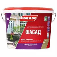 Краска акриловая Parade Classic F20 Фасад матовая бесцветный 9 л