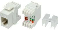 Вставка Hyperline KJ8-8P8C-C6A-180-WH формата Keystone Jack RJ-45(8P8C), категория 6a (10G), тип 180 градусов, белая