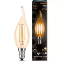 Светодиодная лампа Gauss LED Filament E14 5W 400lm 2700K Golden свеча на ветру