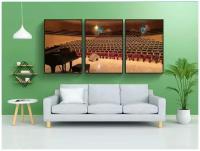 Модульный постер "Пианино, концертный зал, steinway" 180x90 см. из 3х частей в тубусе, без рамки
