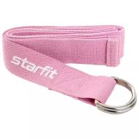 Ремень для йоги Starfit Yb-100 183 см, хлопок, розовый пастель