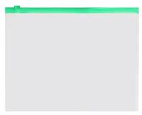 Папка-конверт на ZIP-молнии A5 150 мкм, Calligrata, прозрачная, зелёная молния