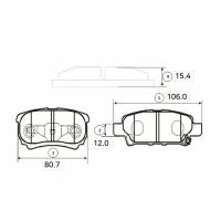 Колодки тормозные Митсубиси Лансер Аутлендер MITSUBISHI LANCER IX 03>OUTLANDER 03>08 задние Комплект 4 шт