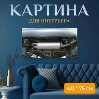 Картина на холсте "Ремонт, автомобиль, выхлоп" на подрамнике 75х40 см. для интерьера