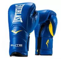 Перчатки тренировочные на липучке Everlast Elite Pro 14oz синие