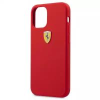 Ferrari для iPhone 12 mini (5.4) чехол On-Track Liquid silicone with metal logo Hard Red