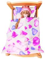 Комплект постельного белья для кукол Lili Dreams для большой кроватки 50 см, Сердечки