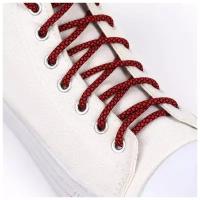 Шнурки для обуви, пара, круглые, d = 6 мм, 120 см, цвет красный/чёрный