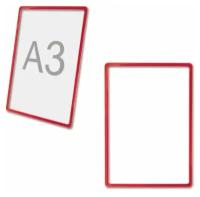 Рамка POS для рекламы и объявлений большого формата (297х420), А3, красная, без защитного экрана, 290256, 2 штуки