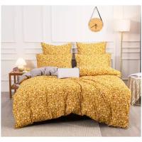 Комплект постельного белья VIVA HOME TEXTILE CN146, 2-спальное с европростыней, хлопок, серый/песочный