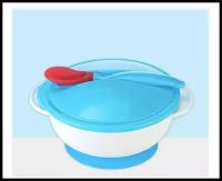IBRICO / Детская пластиковая тарелка на присоске с крышкой и термоложкой
