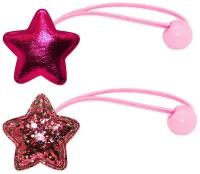 Набор резинок для волос "Звезда с мульти блестками + розовая звезда", 2 шт