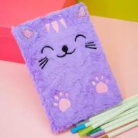 Блокнот плюшевый Ilikegift «Cat», purple mix