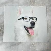 Салфетка для очков и оптики Белая собака в очках