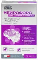 Нейрофорс Гинкго билоба + Красный виноград. Для улучшения состояния сосудов и работы мозга, памяти. Антиоксиданты. Ноотроп. 30 капс. ВТФ