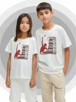 Футболка детская Printech Kids "Qr Code Штрихкод Лого Спорт Badminton" Белая 134 FD-DT46P34/WH-134