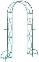 Арка садовая металлическая для растений (для сада) Ромб разборная с чашами для горшков зеленая, 240х170х40см