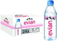 Evian вода минеральная природная столовая негазированная, 24 штук по 0,5 л