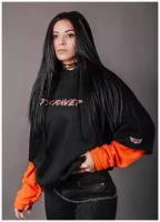 Толстовка женская RaveХуди женское оверсайз черная толстовка с капюшоном карманом принтом спортивная для женщин и девушек