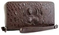 Мужское портмоне Exotic Leather на 2-х молниях из кожи крокодила с петлей на руку